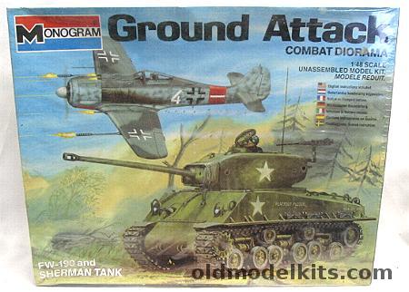 Monogram 1/48 Ground Attack Combat  Diorama - FW-190 and Sherman Tank, 6034 plastic model kit